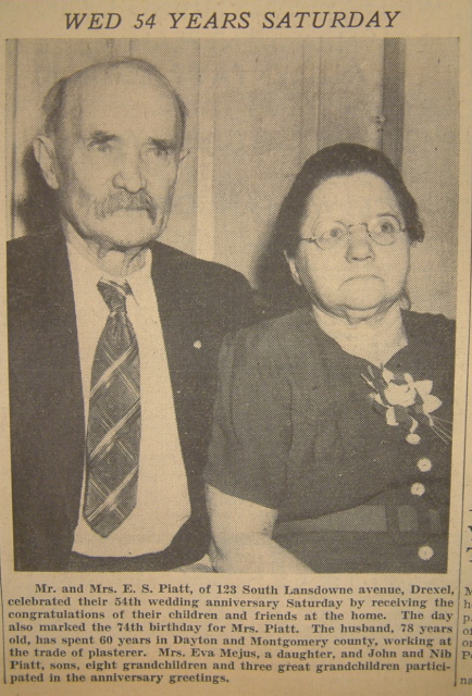 Mr. and Mrs. E. S. Piatt - 54th Anniversary