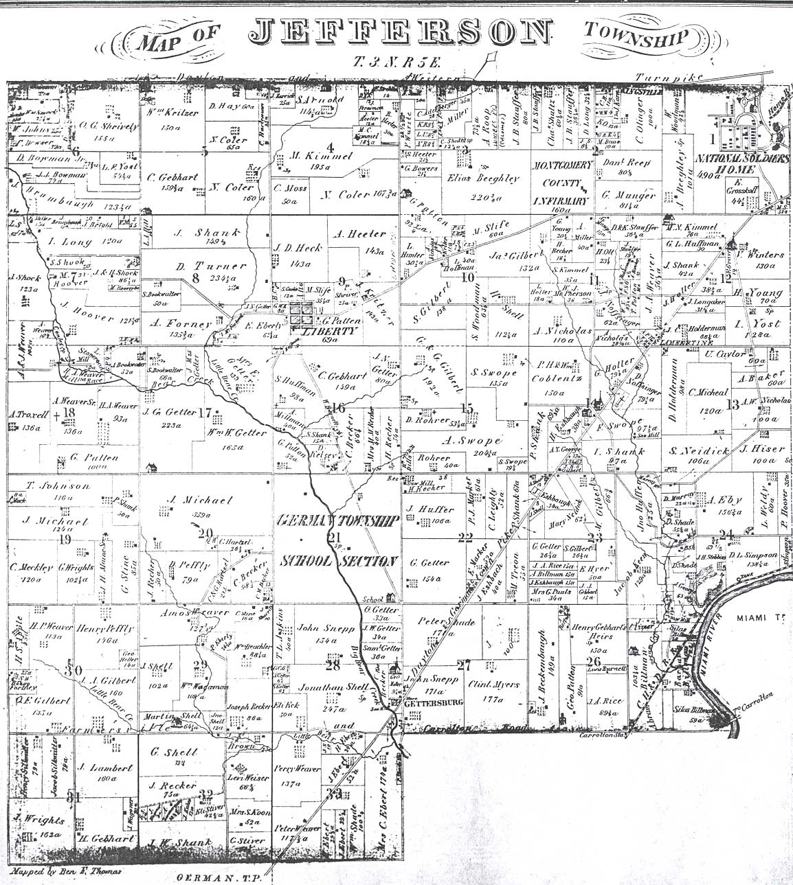 1875 Jefferson Township Atlas Map